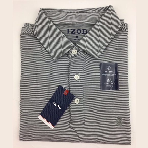 IZOD Men’s Micro Stripe Polo Shirt Medium - Picture 2 of 11
